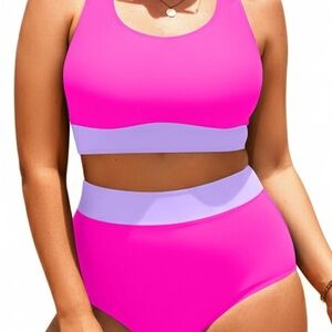 Chic Hot pink  Bikini Set sporty 18W/0040